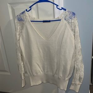 SHEIN white lace sweater